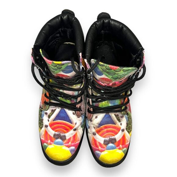 Abstract Funky Combat Boots Lace Up Mid Top Multicolor Vibrant  M 6.5/ W 8 - Picture 9 of 9